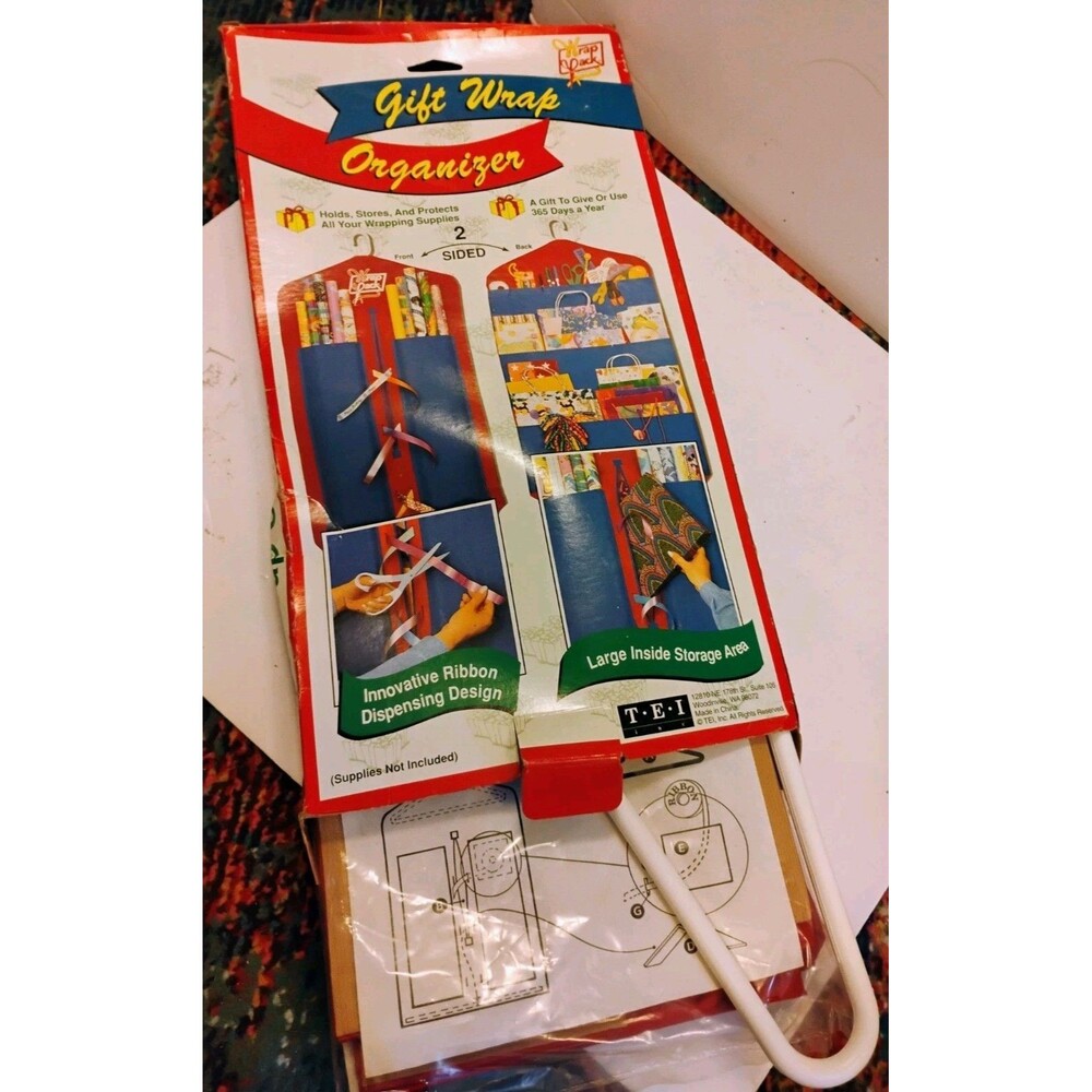 Vintage 1993 Wrap Shack Gift Wrap Organizer 2 Sided Closet Hanging Storage TEI